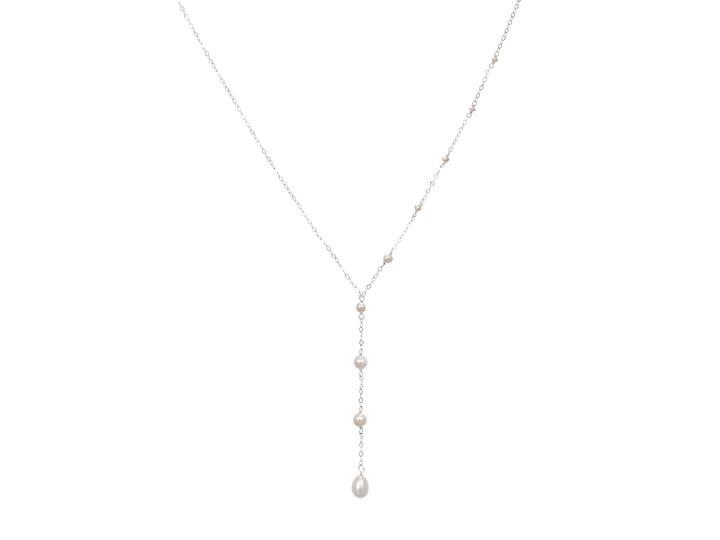 Andrea - Asymmetric Y necklace with dainty freshwater pearls