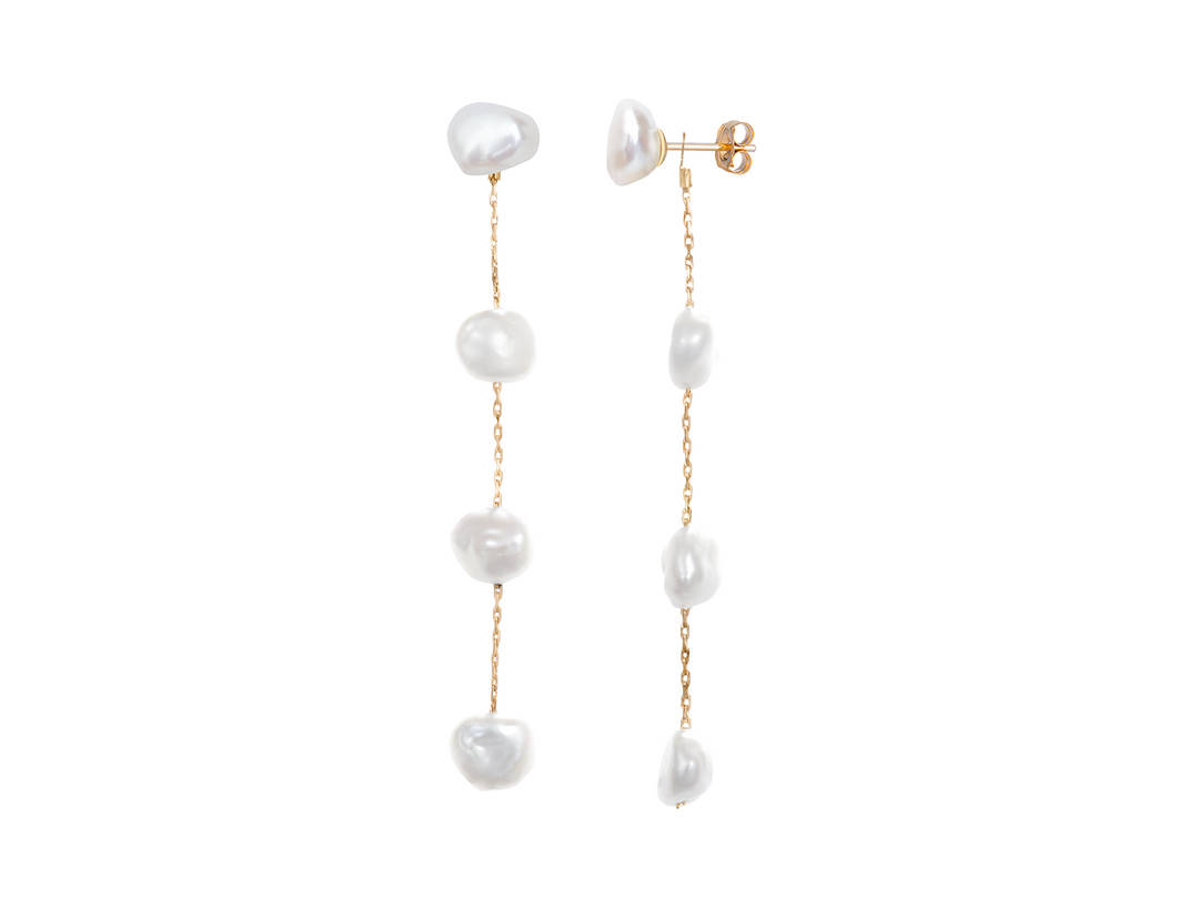 Calliope Petite - Long irregular pearl earrings for Modern Bride