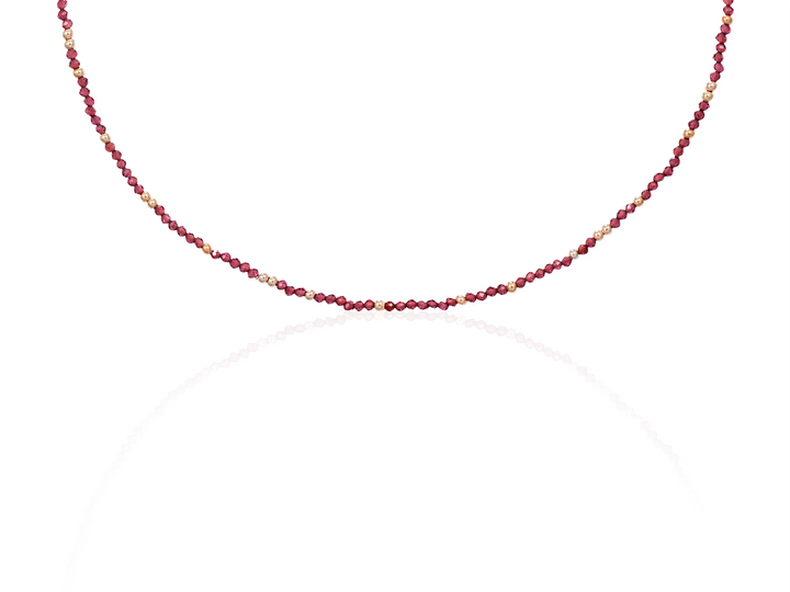 Artemis Choker - 2mm faceted Garnet beads Choker