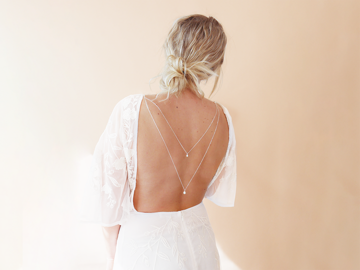 Hermione Back Necklace - Layered Pearl Back Necklace