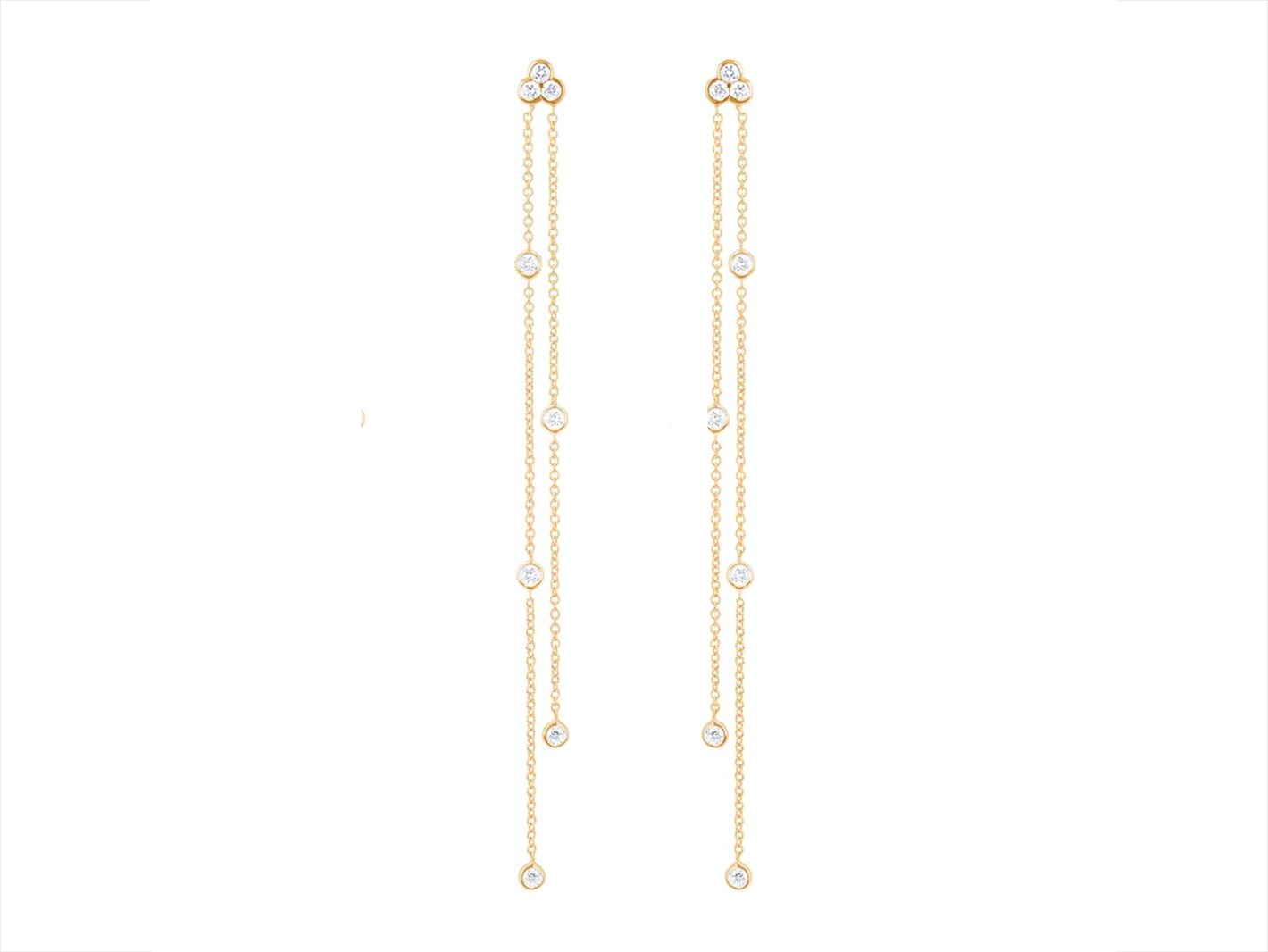 Long Dangle Drop Diamond Earrings .58 Cttw 14K White Gold