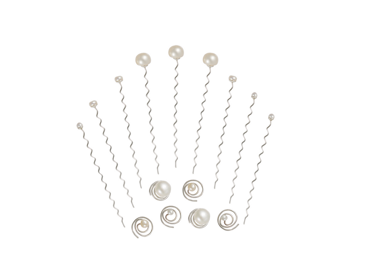 Aimée - Floating Pearl Hair Pins Bridal Silver 925