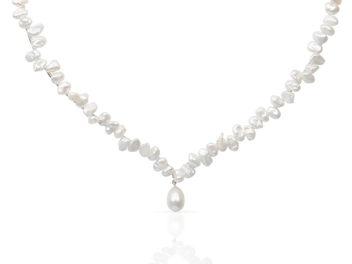 Kate - Princess Shaped Necklace with Small baroque pearls For Bride