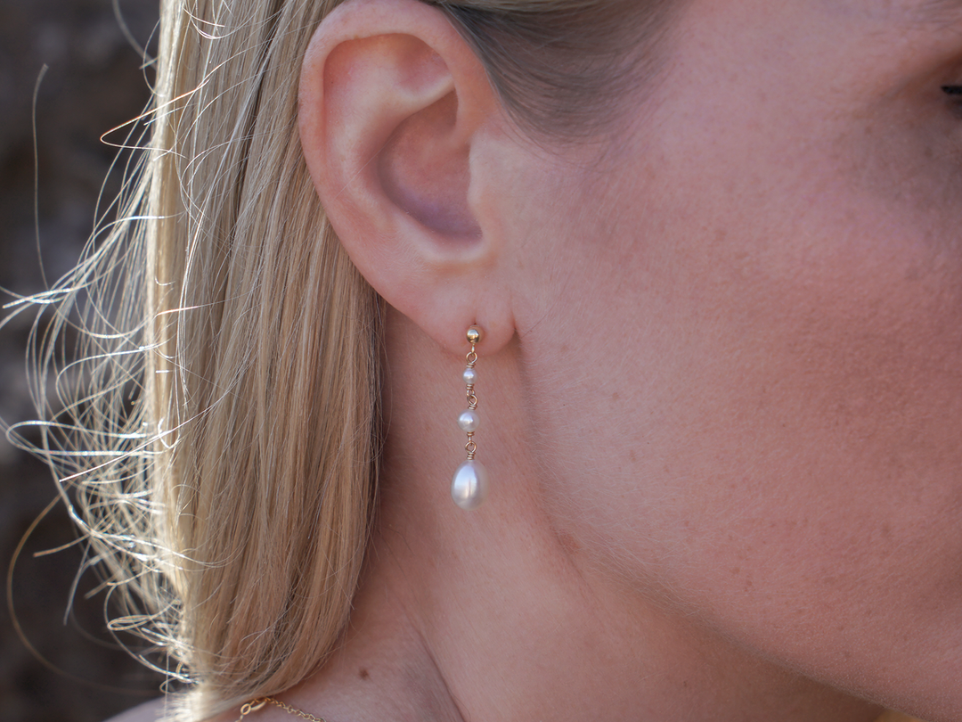 Lou Earrings - Short Freshwater Pearl Drop Earrings