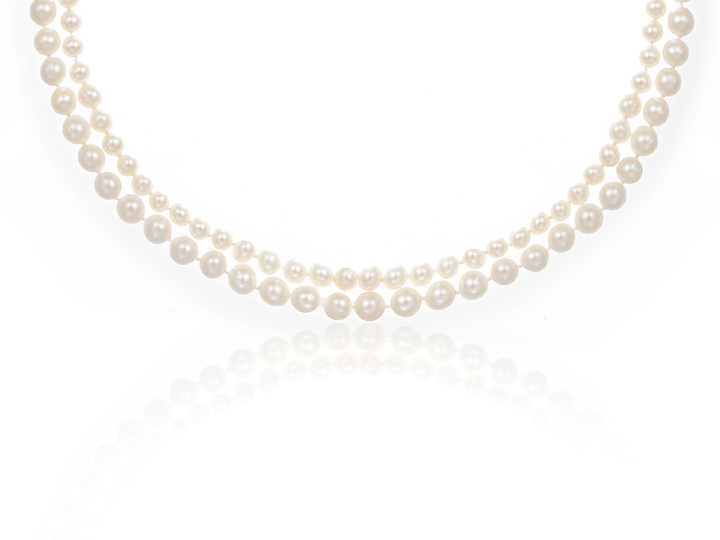 Eugénie Double-strand White Natural Pearl Necklace for Brides