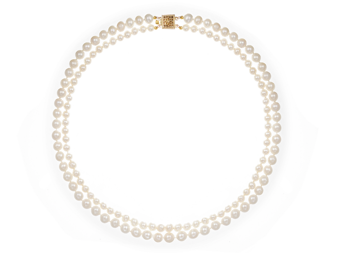 Eugénie Double-strand White Natural Pearl Necklace for Brides