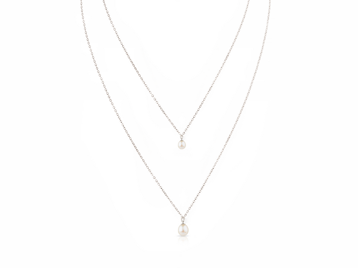 Hermione Back Necklace - Layered Pearl Back Necklace