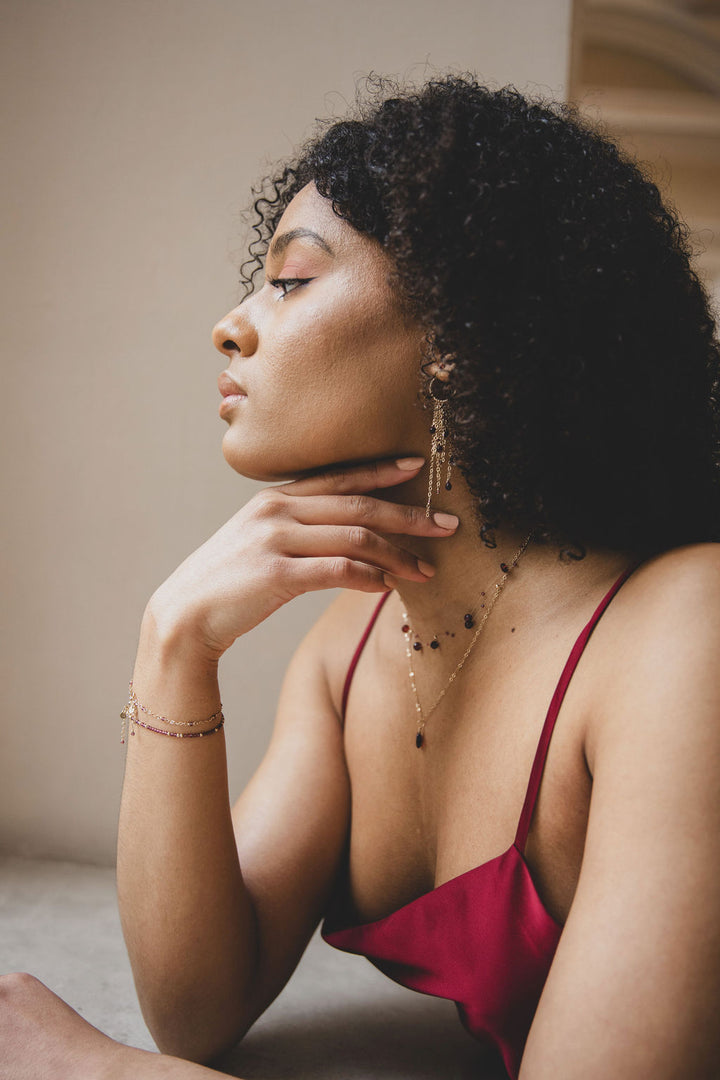 Juno - Teardrop Briolette Garnet Necklace