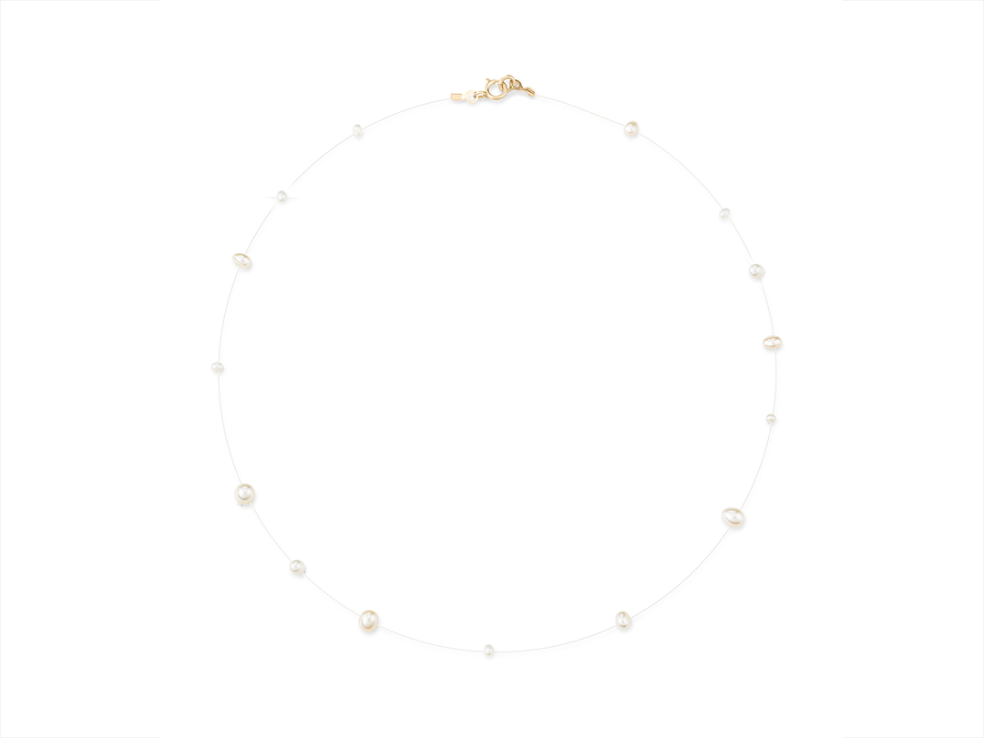 Aimée - Floating Pearl Choker on invisible thread