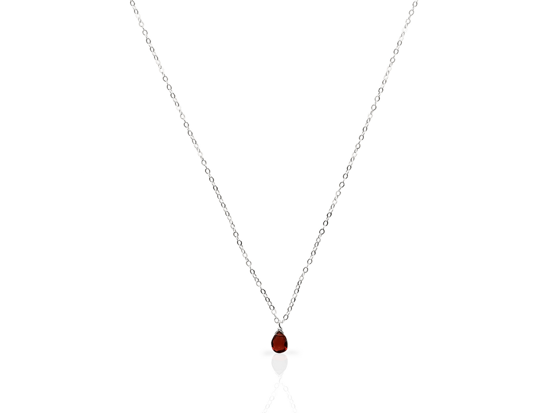 Juno - Teardrop Briolette Garnet Necklace