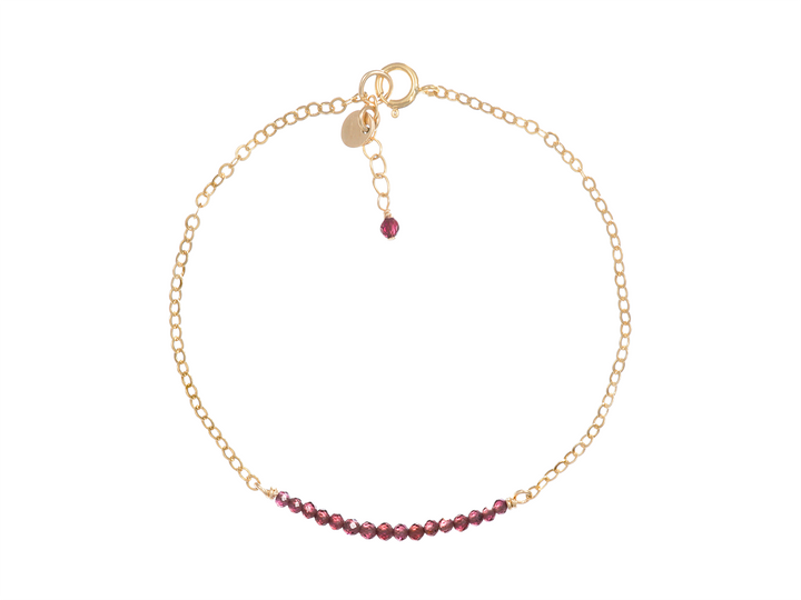 Hera - 2mm faceted garnet beads bar barcelet