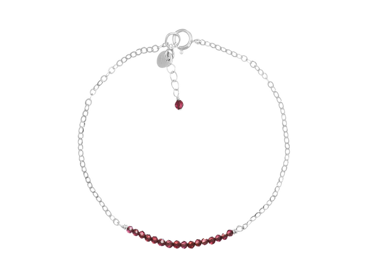 Hera - 2mm faceted garnet beads bar barcelet